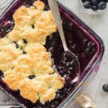 blueberry cobbler in a dish