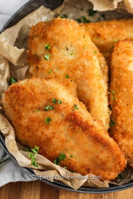 plated Crispy Chicken Cutlets