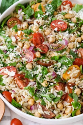 Easy Orzo Pasta Salad in a bowl