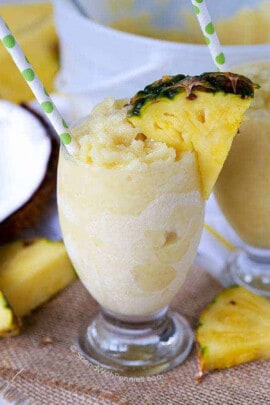 Frozen Pina Colada in a glass