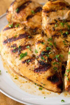 grilled chicken breasts on a plate