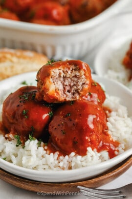 plated Ham Balls with rice