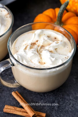 glasses of Pumpkin Spice Latte with whipped cream