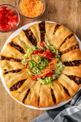 cooked Taco Ring with toppings