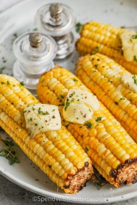 plated Air Fryer Corn on the Cob