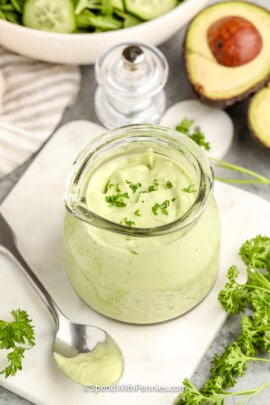 jar of avocado lime dressing