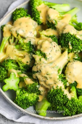 Broccoli with Cheese in a bowl
