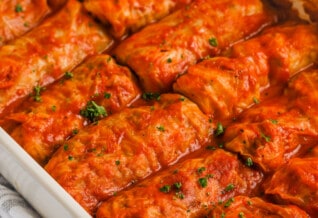 cooked Easy Cabbage Rolls in the dish