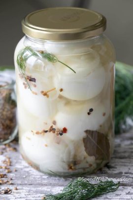 Pickled Eggs in jar with dill