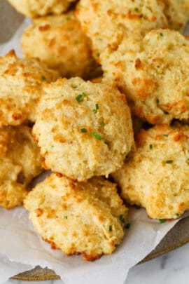 close up of plated Garlic Drop Biscuits