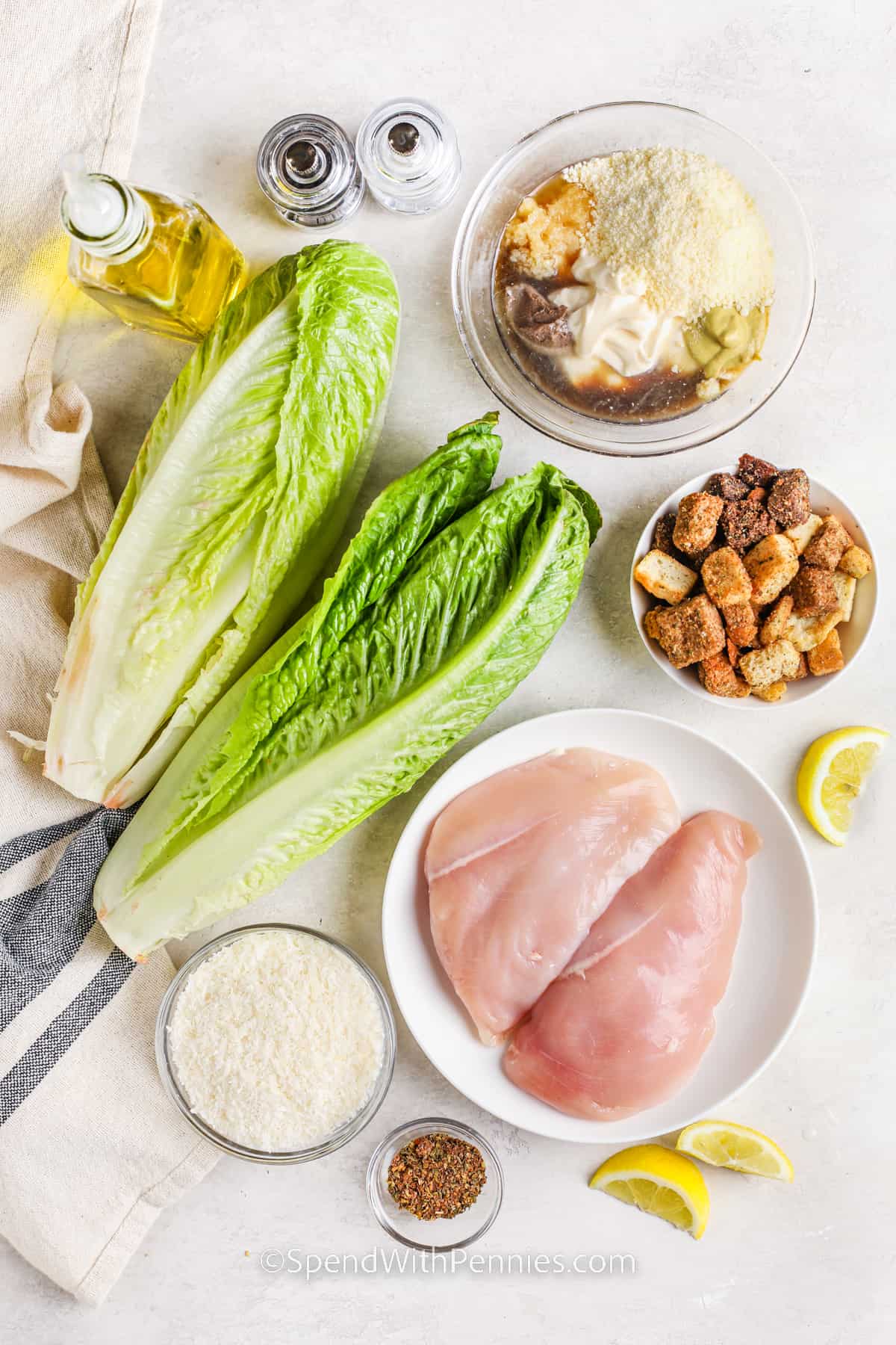 ingredients to make Grilled Chicken Caesar Salad