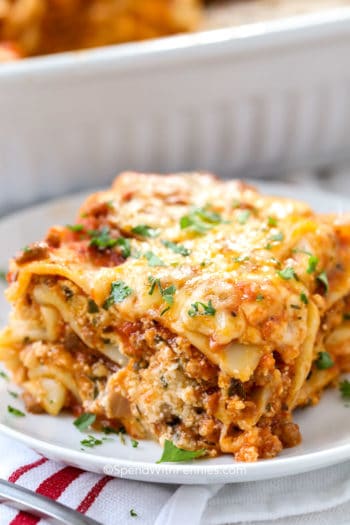 Easy Homemade Lasagna on a plate
