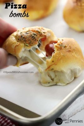 opening up a Pizza Bomb with melty cheese