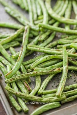 Roasted Green Beans on a pan