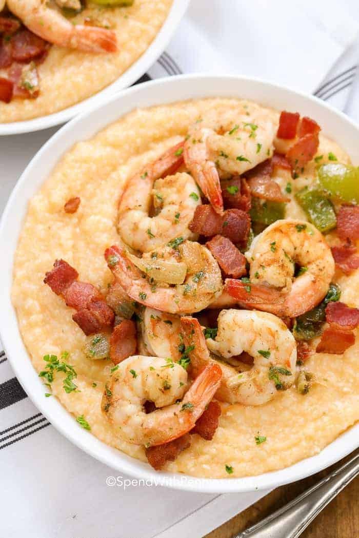 Overhead shot of Shrimp and Grits